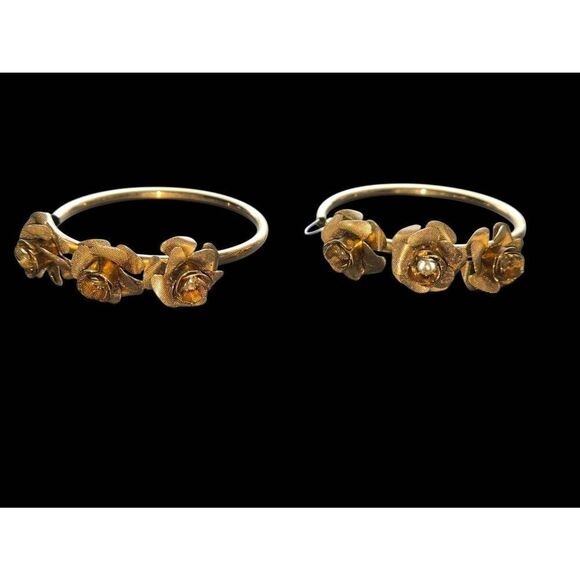 Kirks Folly Vintage Goldtone Rose Pendant Hoop Earrings - Picture 1 of 4